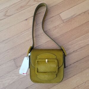 Tory Burch green calf hair shoulder bag